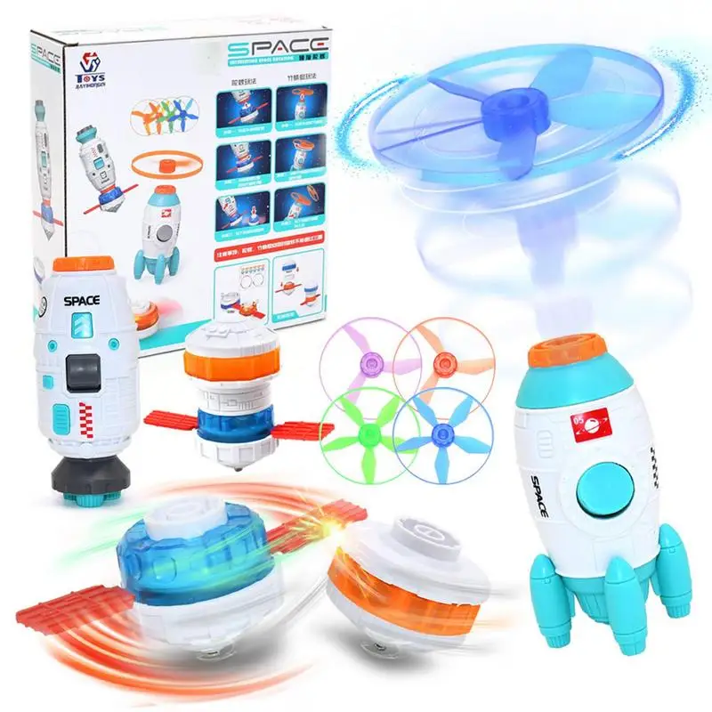 

Flying Disc Launcher With Rocket Shape Toy Outdoor Play Sports Games Catch Flying Discs Super Saucer Launcher Toy For Kids