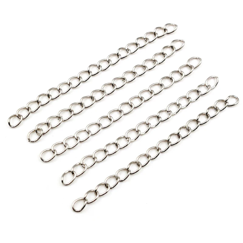 50pcs/lot 50mm 70mm 5x4mm Necklace Extension Chain Bulk Bracelet