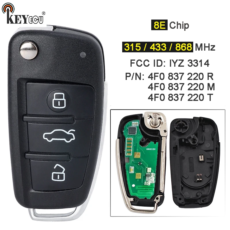 chiave/telecomando non originale 3 tasti Audi - 8P0837220D - CENTRO DELLA CHIAVE