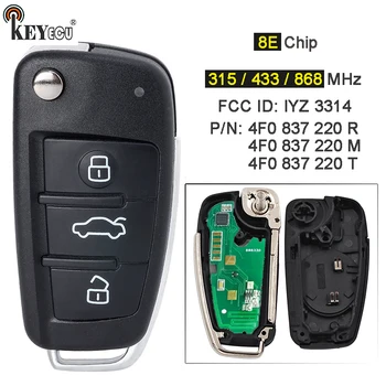 Keyforkess 433MHz 8E Chip p/n: muslimexmuslimb 4 f0 837 220Ti Flip Remote Car Key Fob per Audi A6 S6 Q7 2004-2015