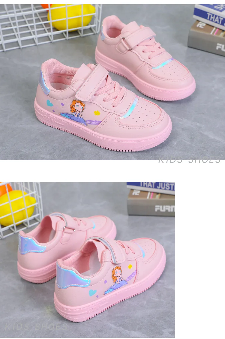 Scarpe da tennis per bambini principessa dei cartoni animati, scarpe da corsa per bambini, scarpe sportive traspiranti, ganci, rosa e bianco, ragazzi e ragazze_voghion.com