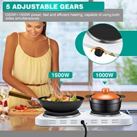 Plaque chauffante électrique filaire 1500W, Double plaque chauffante, brûleur électrique à 2 anneaux avec réglages de chaleur variables, cuisinière électrique de Table, camping 2