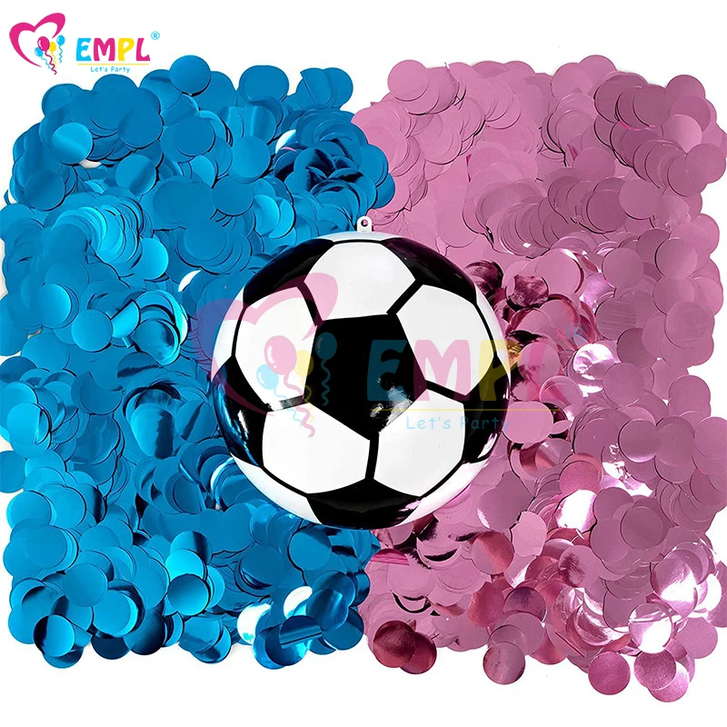 

Gender Reveal Soccer Ball with Blue Pink Confetti Kit Wedding Baby Boy Girl Ultimate Birthday Party Paper Gift Bags Decorations