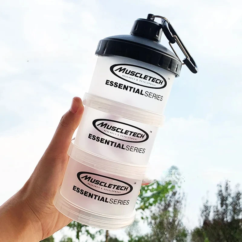 Portable Protein Powder Box Funnel Powder Box Fitness Supplement Bottle Handle Layered Storage Medicine Snack Can storage box storage jar protein powder bottle storage can protein powder box storage sets household storage sets medicine storage container plastic storage bottle