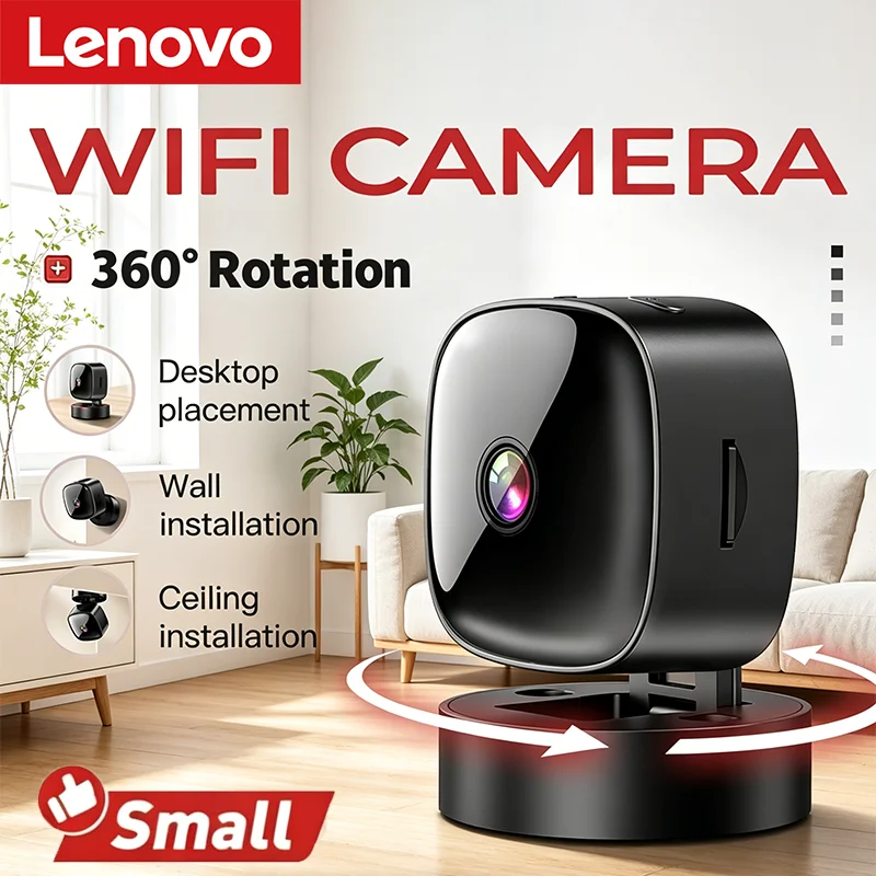 Lenovo New Security Monitoring High Definition 4K Rotating WiFi Mini Camera No Need for Plug in Night Vision Smart Home 1