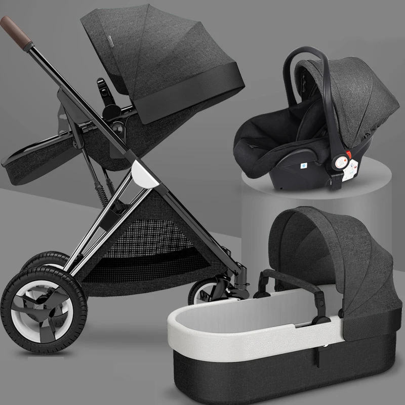 Baby Stroller New Baby Stroller 3 in1 Four Wheels Stroller 2 in 1 Baby Car Kinderwagen Foldable Newborn Baby Carriage High Landscape Strollers