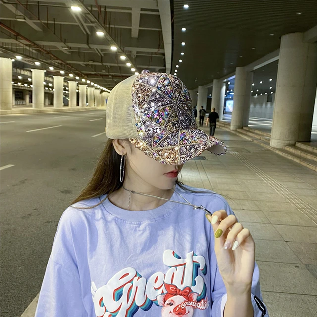 2023 New Double Letter M Women's Bling Bling Baseball Hats Ladies Fashion  Caps with Rhinestone Snapback Hip Hop Hats White Green - AliExpress