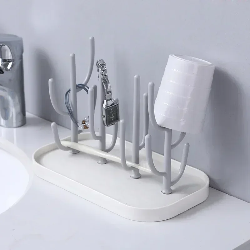 Baby Bottle Drain Rack Detachable Cactus Shaped and Non Pointed Design Chassis Can Store Water Drying Rack for Baby Bottles
