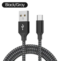 Dual - Color Braided Fast Charging USB - C Data Cable - 1m (Black Gray)