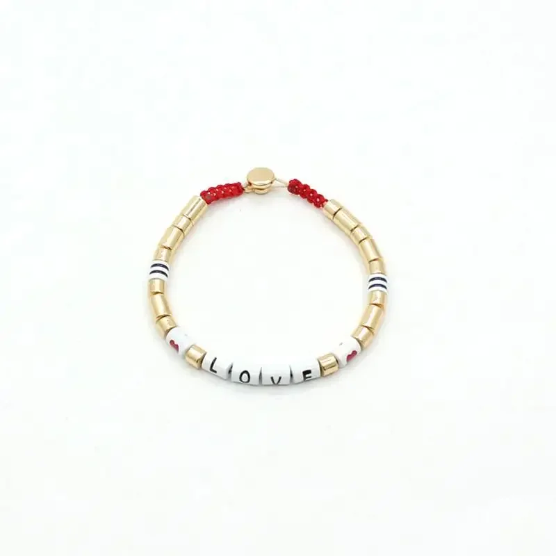New Popular Letters Can Be Customized Enamel Bohemian Letters Color Matching Elastic Tile Women Bracelet Jewelry