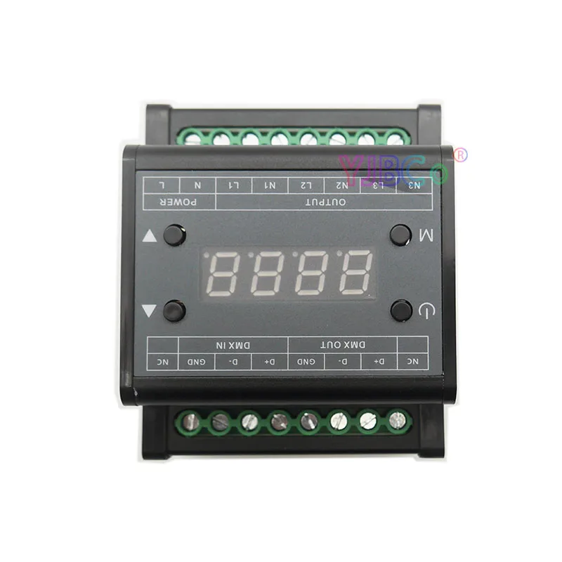 DMX302 Rail High voltage DMX Triac Dimmer AC 110V 220V big power Back cut dimming 3 channels LED Lamp Controller for Panel Light