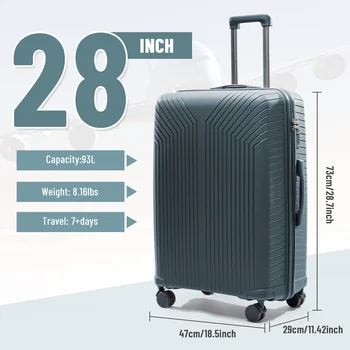 Valigia da viaggio 2024 Nuovo bagaglio a rotelle di grande capacità Durevole TSA Valigia da cabina da 20/24/28 pollici Trolley Case Bagagli 1