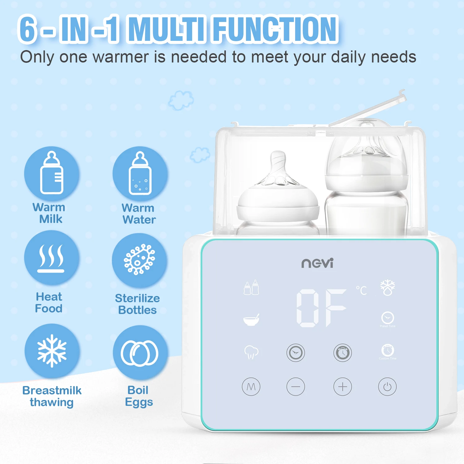 Baby Bottle Warmer & Bottle Sterilizer, Double Bottle Warmer for Breast Milk, LCD Display Accurate Temperature Control