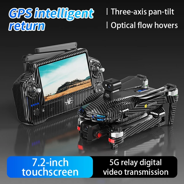 Professional drone ae60 with 8k hd camera 3 axis gimbal aerial photography 20km, avoids obstacles airdrop, led screen fpv drones