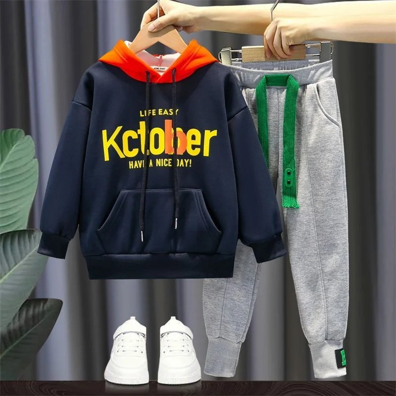 

Спортивный свитер с капюшоном для мальчиков среднего и старшего возраста, с буквенным принтом