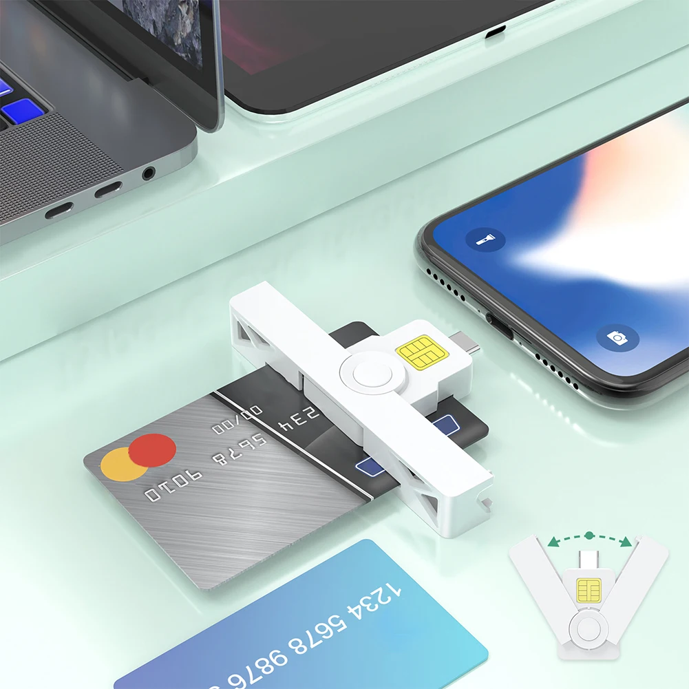SIM 칩 ID 카드용 휴대용 ID CAC 카드 리더기, USB C타입, USB 공통 액세스, CAC ATM 카드, 비자카드 리더기, USB2.0