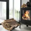 Firewood Rack for Fireplace Storage Black Logs Stand Stacker Holder Indoor 1