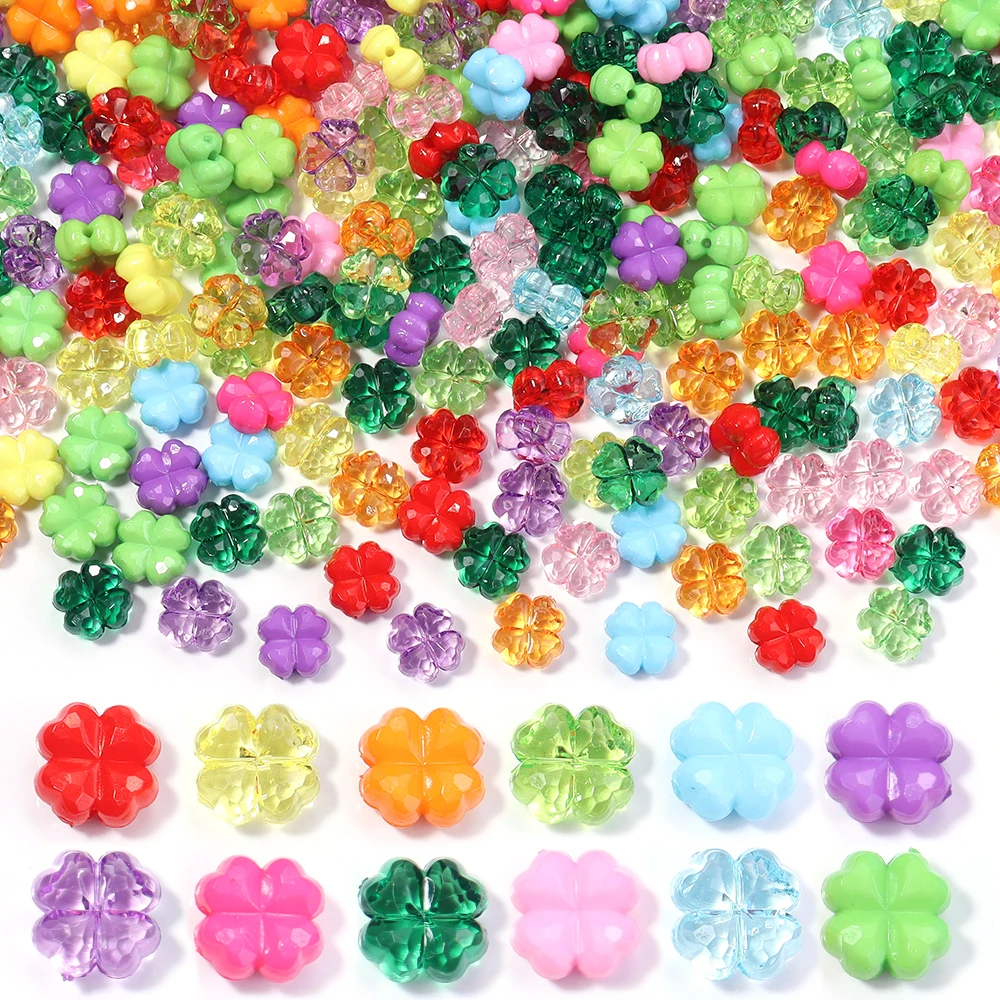 50 teile/los 11mm Farbige Facettierte Vierblättriges Kleeblatt Acryl Perlen Lose Spacer Perlen Für Schmuck Machen DIY Charms Armband ohrringe