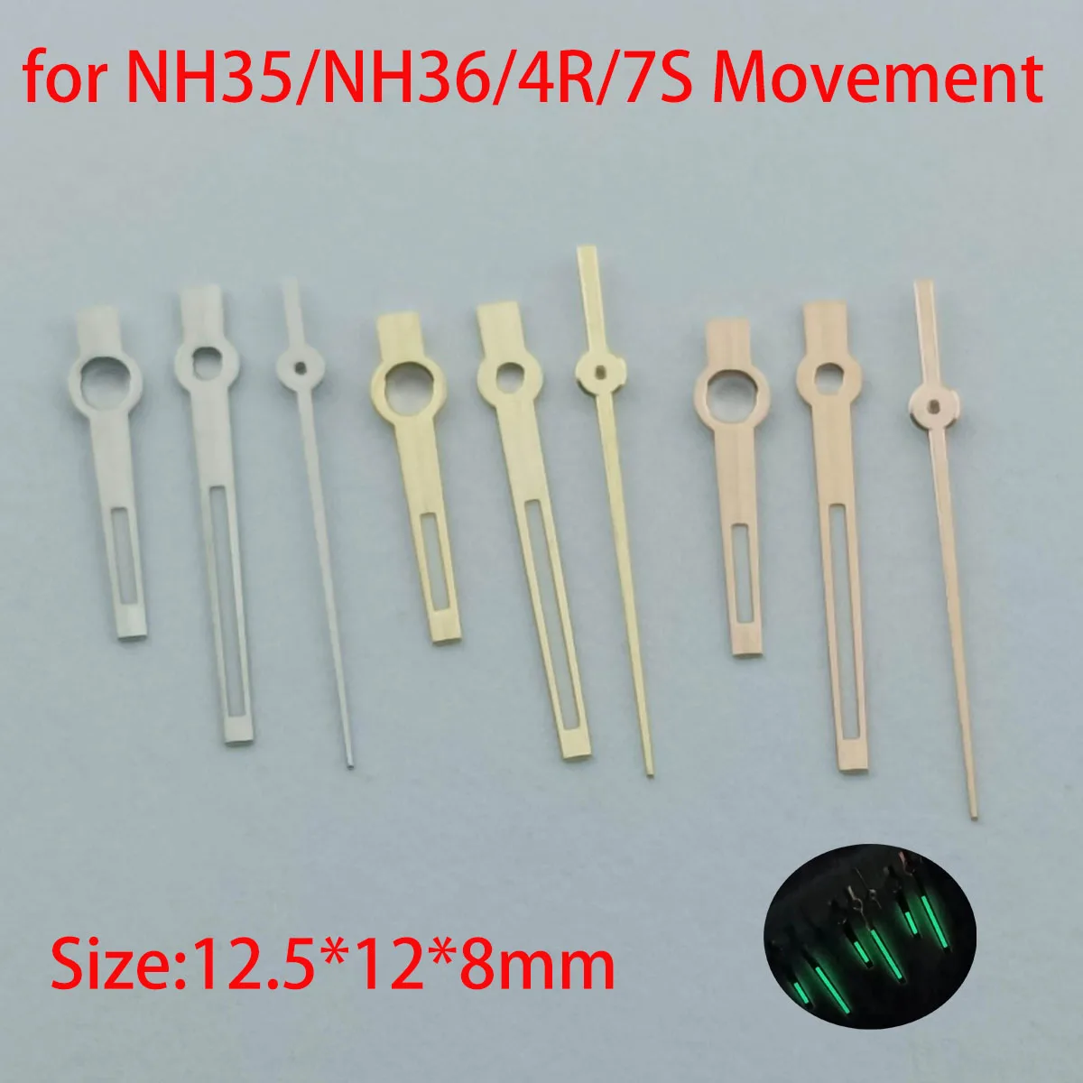 녹색 야광 초침 시계 액세서리, 시계 포인터, 실버 핸드, nh35, nh36
