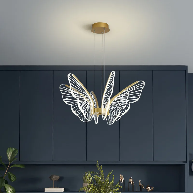 

Nordic Creative Butterfly Ceiling Lights Pendant Lamps Chandelier Restaurant Lamp Hall Bedroom Personality LED Room Lighting
