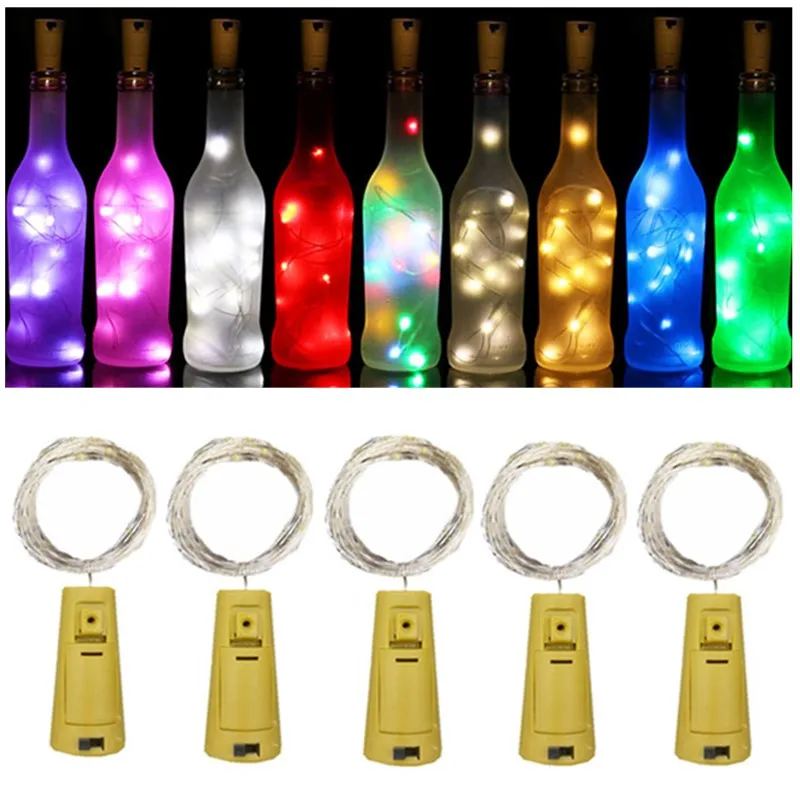 

10pcs Wine Bottle Decoration Lamp Outdoor Garden Fairy Lamp Bar Lights Party Copper Wire Light Christmas LED Wedding String Lamp