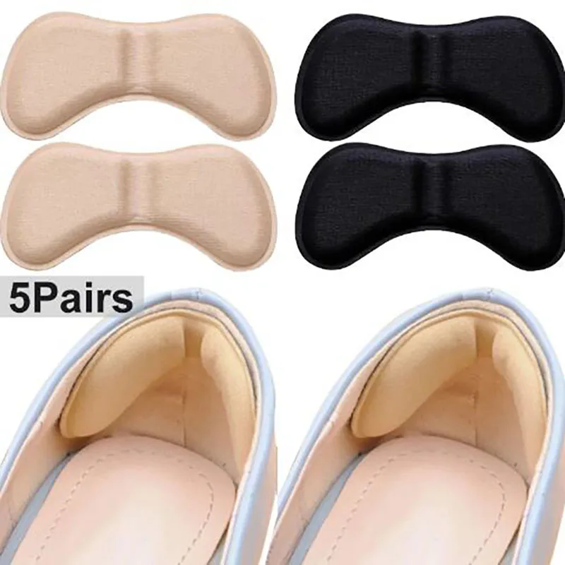 5Pcs Shoe Insole Heel Cushion Inserts Adhesive Pads Butterfly Shaped Back Heel Protector Sponge Insole For Loose Shoes Anti-Slip