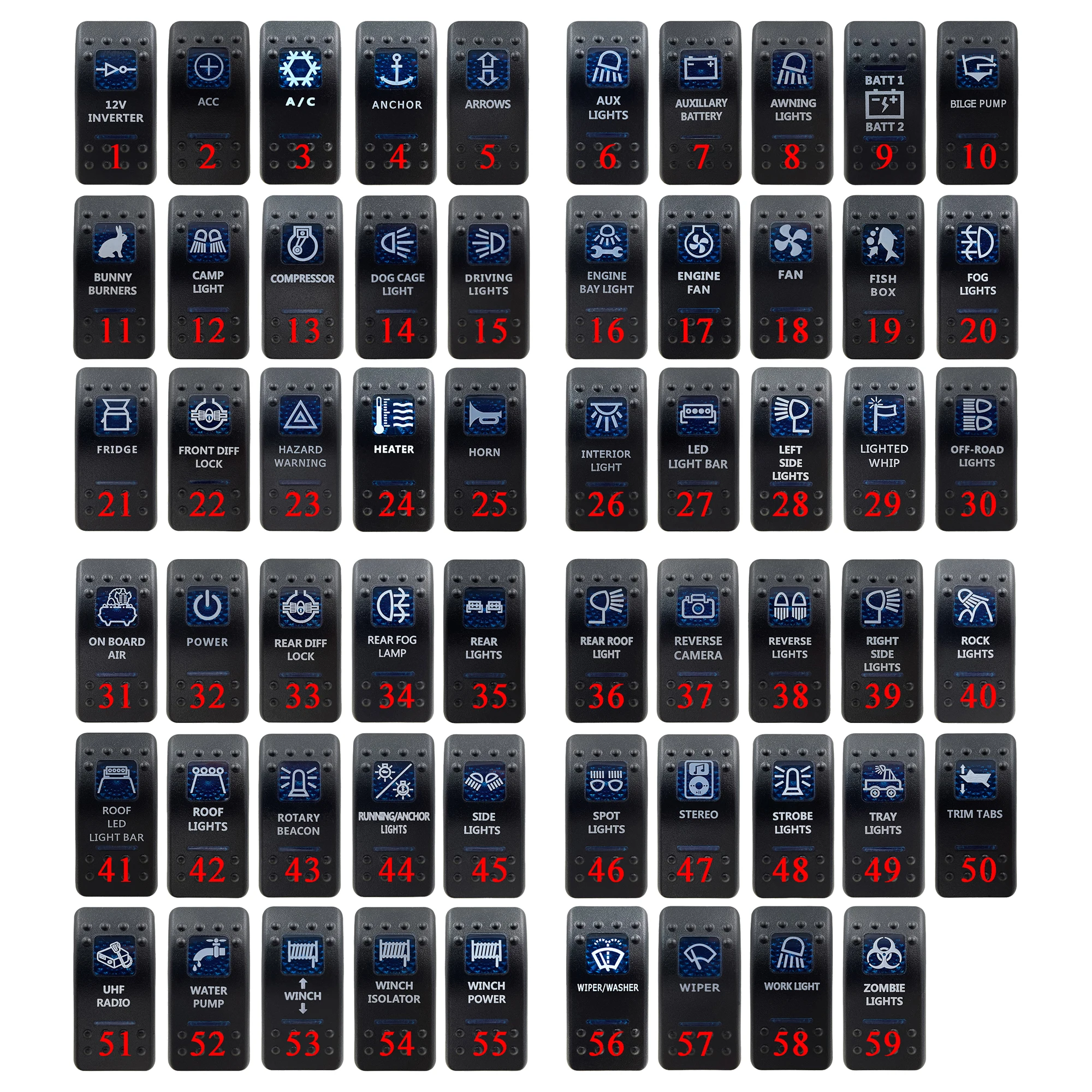 NightIlluminationSwitchButtonCapBlueforCarBoatRockerSwitch