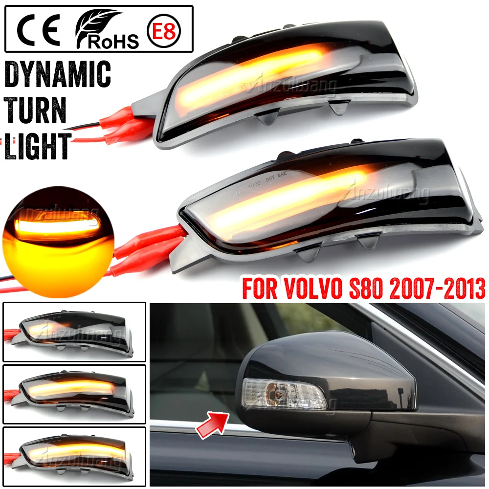 

Pair For Volvo C30 C70 S40 S60 V40 V50 V70 2008- 2010 LED Dynamic Turn Signal Side Mirror Sequential Blinker Indicator Light