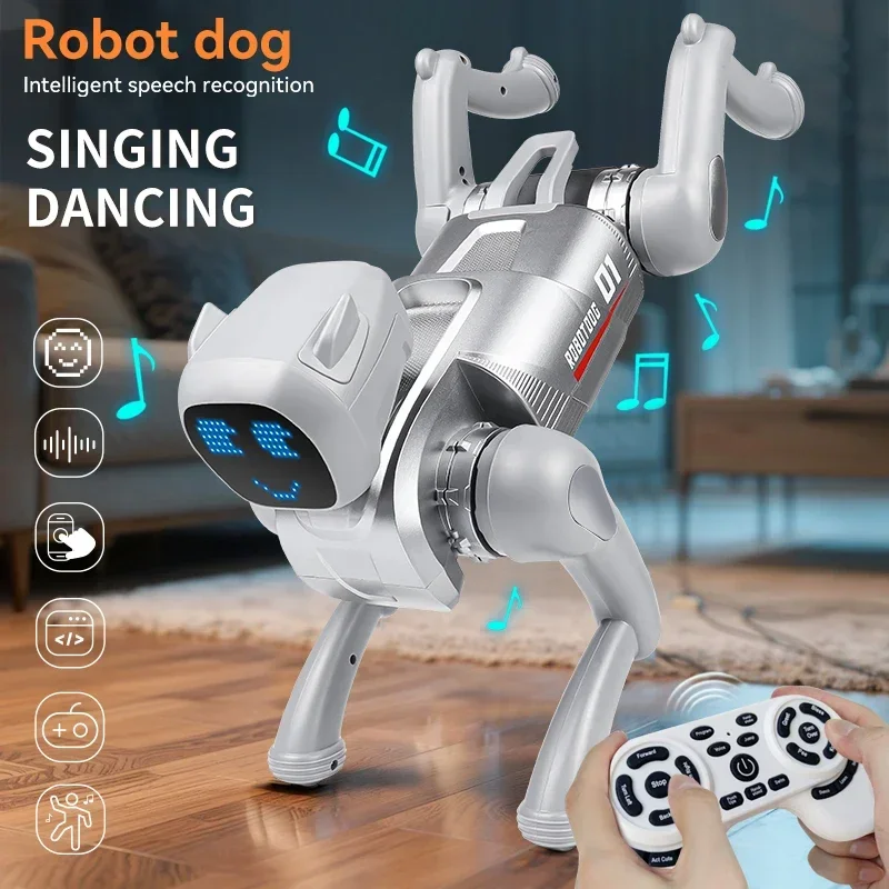 Cane Robot Intelligente AI, Controllo Vocale con Funzione Wake, Azioni Programmabili, Oltre 30 Movimenti, Espressioni LED, Batteria da 60 Minuti per Bambini - immagine 6