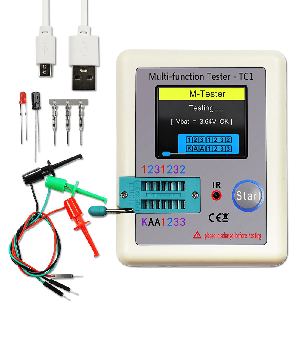 Full Color Transistor Tester Handheld Multi-Function Analyzer for Diodes, Triode