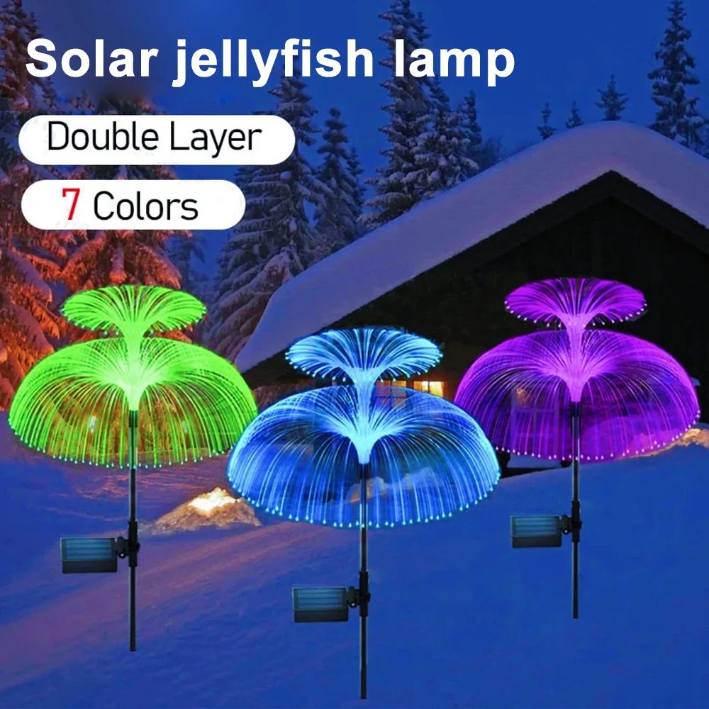 Double Layer Solar Jellyfish Lights Outdoor Lighting Jellyfish Lawn Light 7 Colors Changing