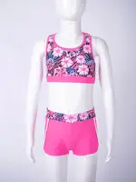 Kids Girls Printed Swim Suits Beach Wear Strappy Back Sleeveless Crop Top with Shorts Tankini Swimwear Set Swimming Bathing Suit - Image 3