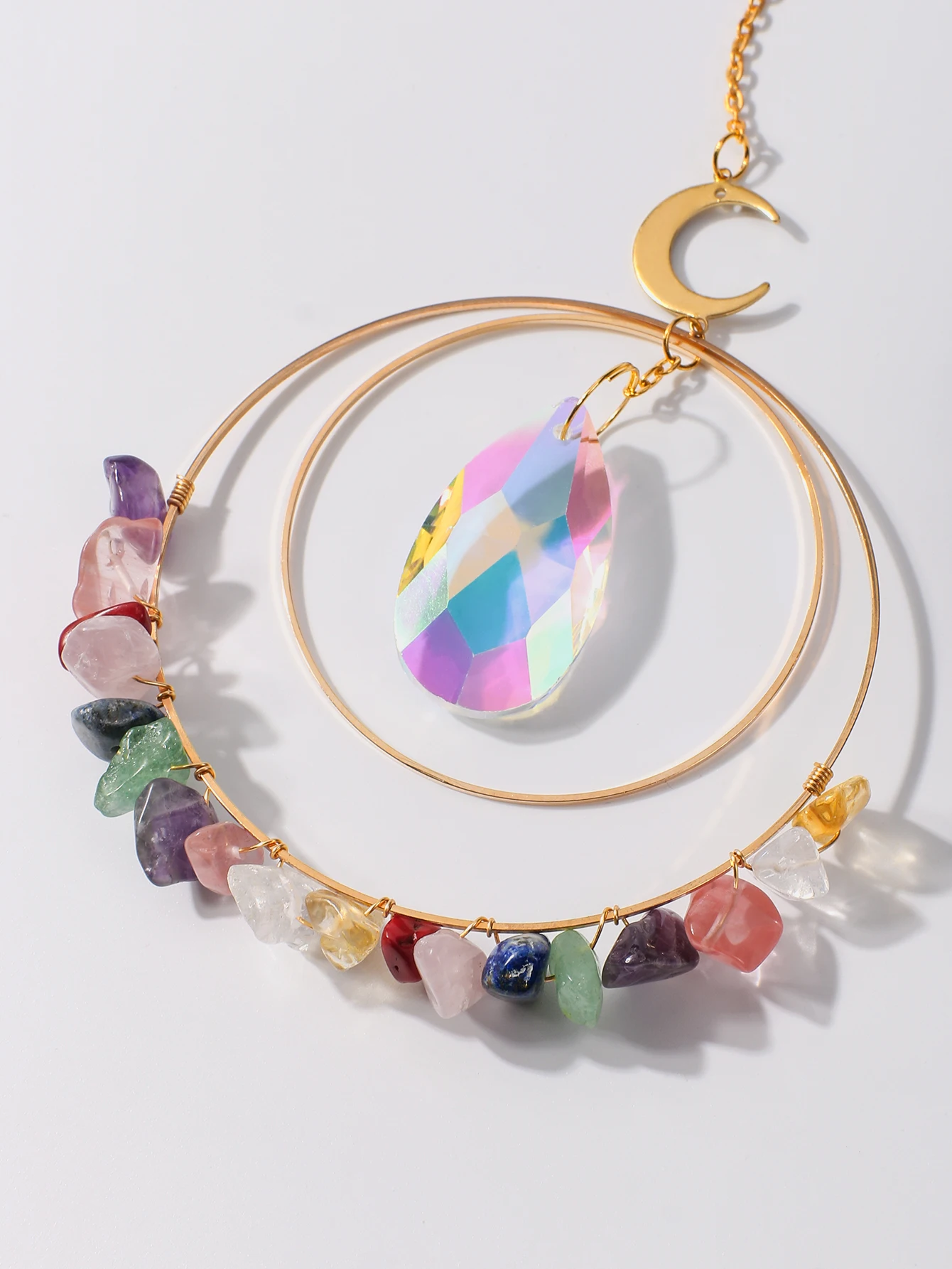 Multicolor Crystal Sun Catcher Wind Chimes Hanging Ornaments Garden Suncatchers Window Light Catcher Outdoor Decors Car Ornament