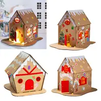 Christmas Cardboard House Kits Christmas Party Game Favors Unassembly Cardboard House Projects Art for Children Kids 2
