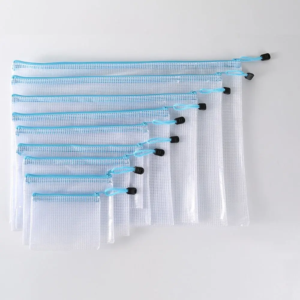 방수 플라스틱 문서 파우치 파일 정리함 대용량 보관 폴더, A3, A4, A5, A6 메쉬 지퍼 파우치, 여행 보관용