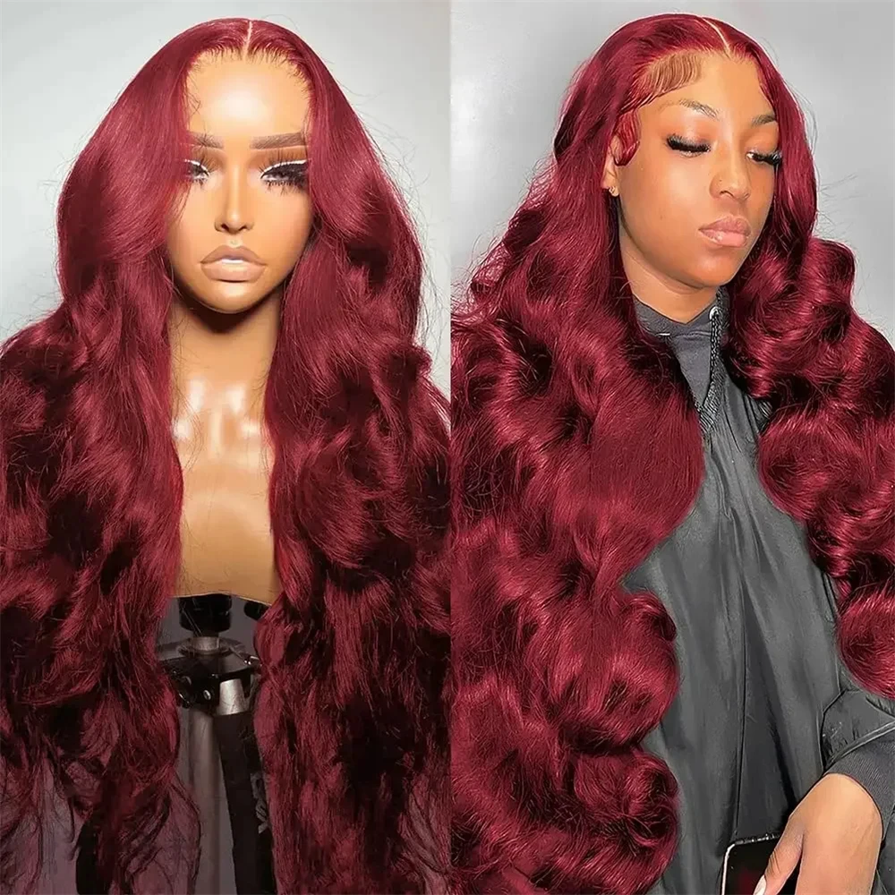 

Burgundy 13x6 HD Lace Front Wig Body Wave Wig For Women Red 99J Color Human Hair Wig 13x4 Preplucked Lace Frontal Human Hair Wig