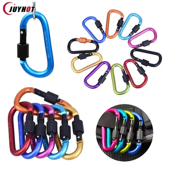 Type D Carabiner With Lock Outdoor Climbing Camping Bold Aluminum Alloy Locking Clasp Keychain Multi Survival Gear Travel Kit