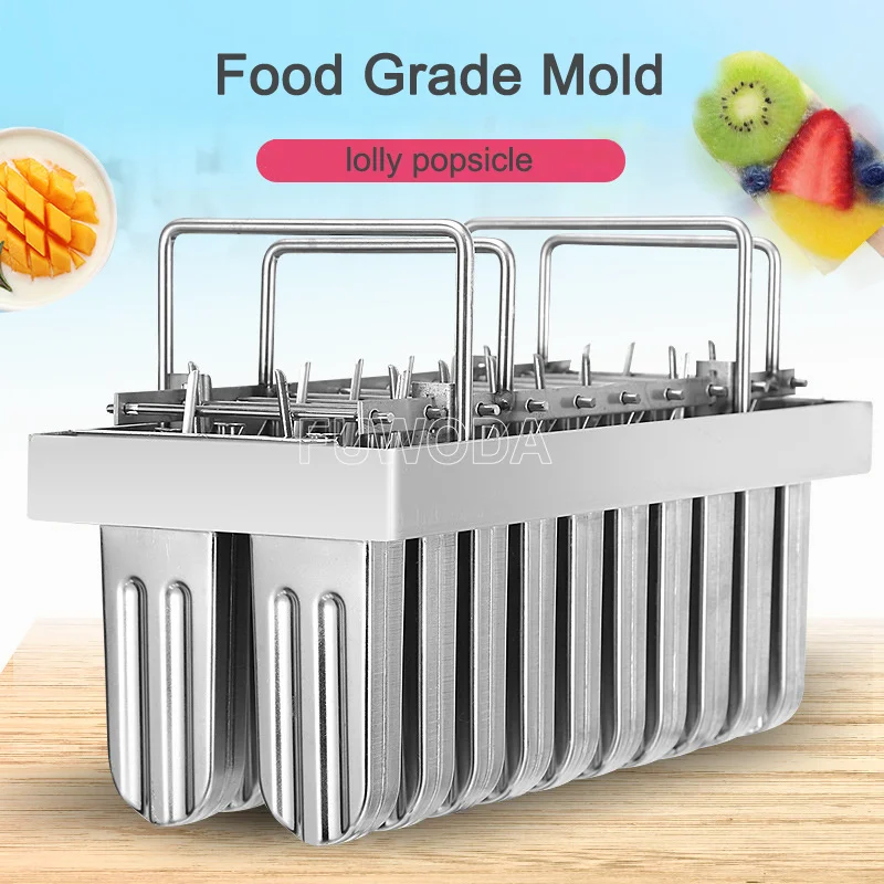 Commercial DIY Mold+Bracket 20 Slots Ice Pop Molds Stainless Steel Frozen Ice Cream Popsicle Maker