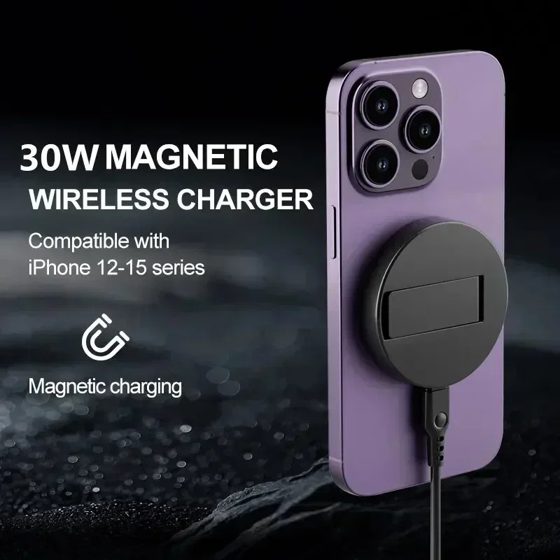 2 in 1 Desktop 30W Magnetic Wireless Charger Phone Holder Magsafe iPhone 16 15 14 13 12 Pro Max X AirPods Fast Charging Dock magnetic wireless charger