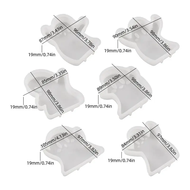 Description Picture 4 of item6Pcs/Set Halloween Cute Ghost Candle MoldSilicone Mold Scented Stone Molds Gypsum Concrete Epoxy Resin Ghost Ornament Mould