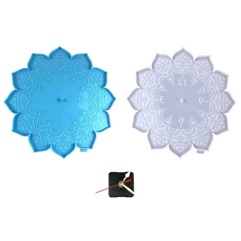 Clock Silicone Mold Diy Mandala Flower Clock Mold Wall Hanging Decorative Mirror Resin Epoxy Mold Handmade Tool