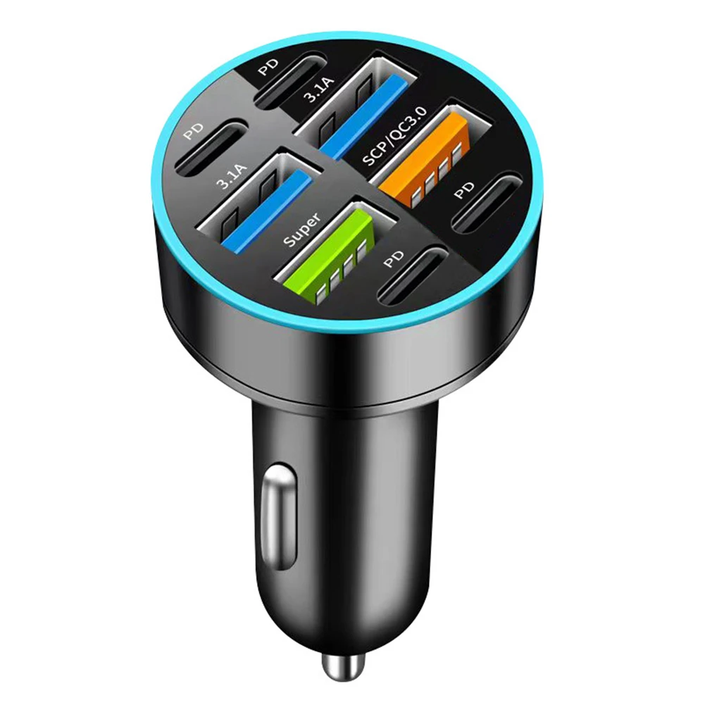 

36W Car Charger 4 USB Ports Super Fast Charging With Digital Display Quick Charging Adapter For Mobile Car Phone Charger