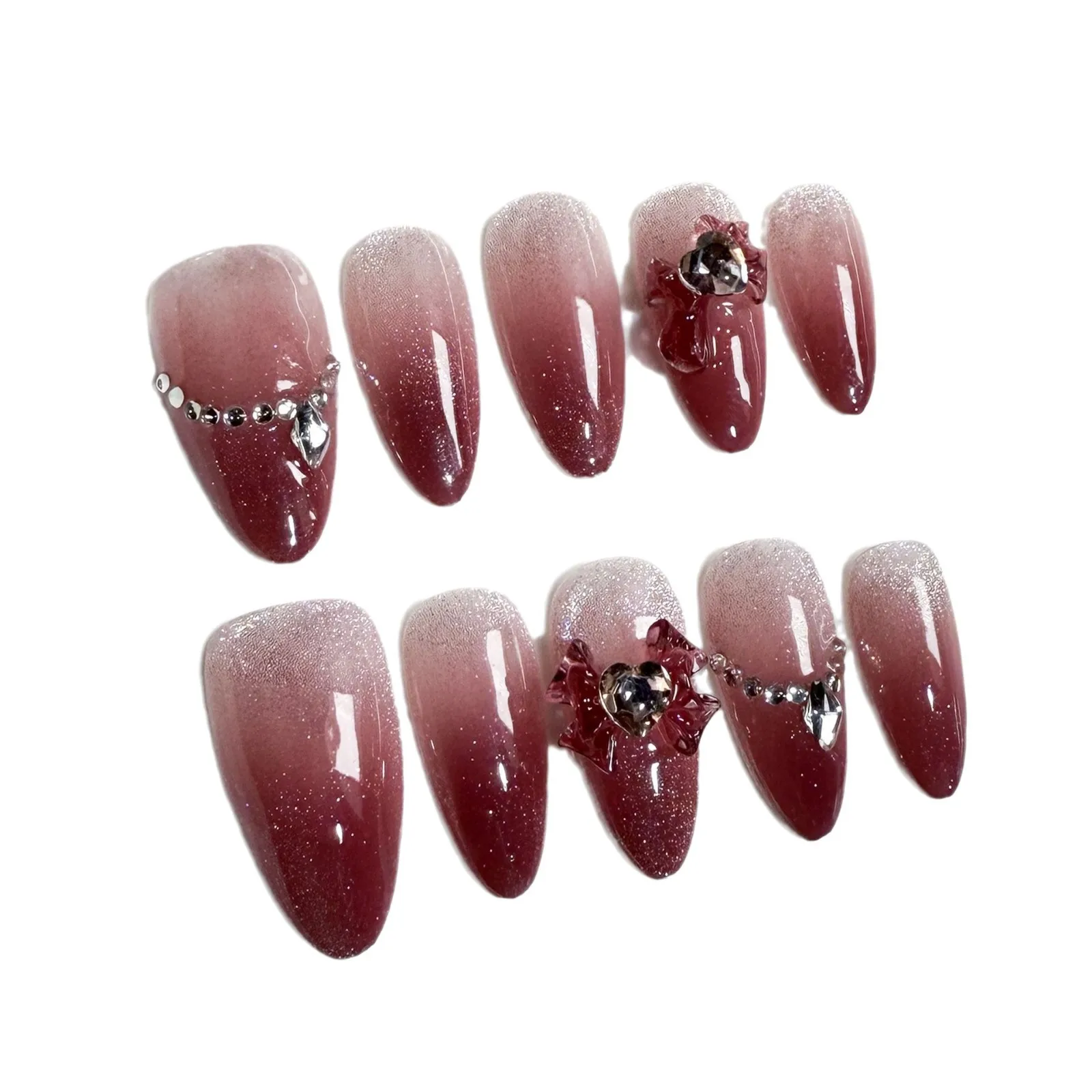 Handmade Press on Nails Sweet Cool Spice Girls Style Fake Nails Wearable Punk Metal European Long Almond False Nails for Girls 30 S56404f0898e6426384fb0274baa92158r