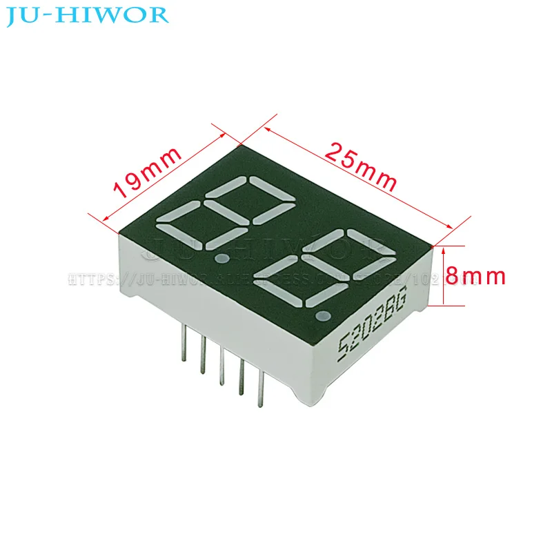10pcs 10Pins 5202AG 5202BG 0.5 Inch 2 Digit Bits 7 Segment Yellow-Green Chartreuse led digital tube display Common Anode Cathode