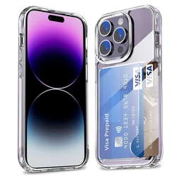 Clear Acrylic Shockproof Wallet Card Holder Phone Case - Transparent and Durable - iPhone 14 (Transparent)