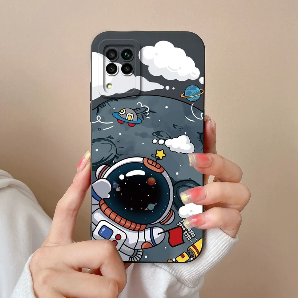 Lovely Astronaut Smooth Liquid Back Cover Case for Huawei P40 Lite Series