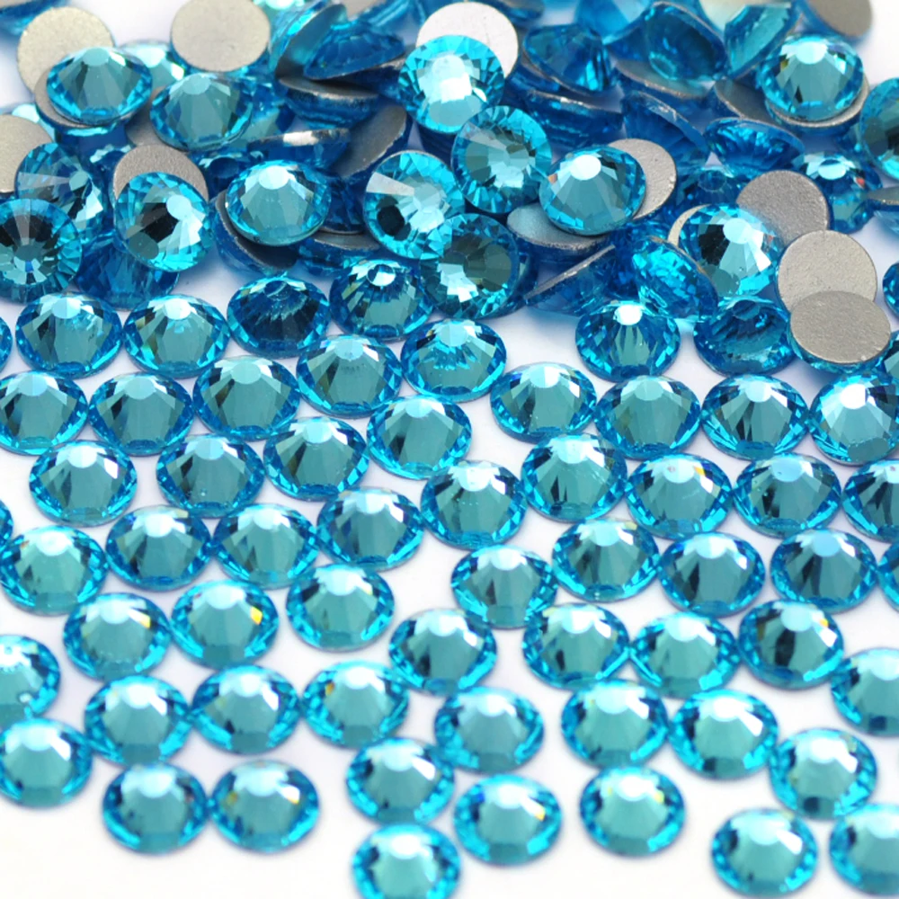 

2000NOHF Aquamarine Glass Crystal Glitter Flatback Beauty Decorations DIY Design Jewelry Making Accessories For Nail Art Strass