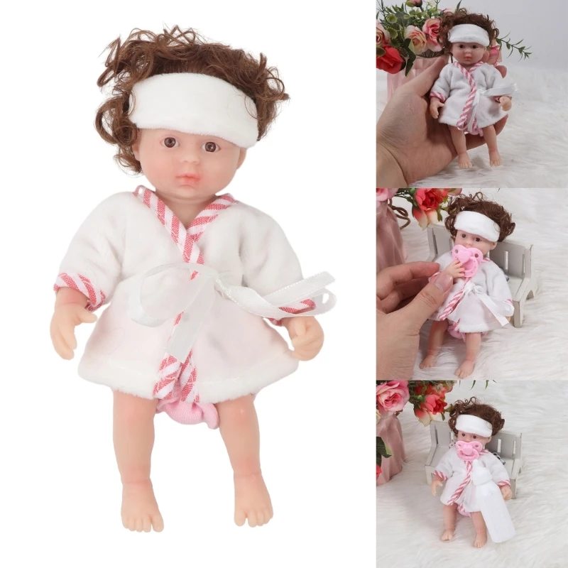 Mini Reborns Soft Silicone Girl  Life Like SleepingDoll that Looks Real 15cm DropShipping