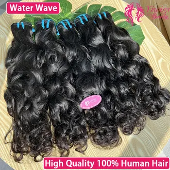 18A Water Wave Vietnamese 100% Human Hair Bundles #1B Natural Black Curly Unprocessed Raw Virgin Hair Weave Extensions For Women 1