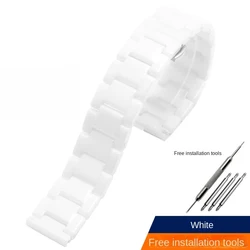 Elegant Pearl Ceramic Watch Strap Bracelet - Multiple Sizes Available - 20mm - width (4102 - White)